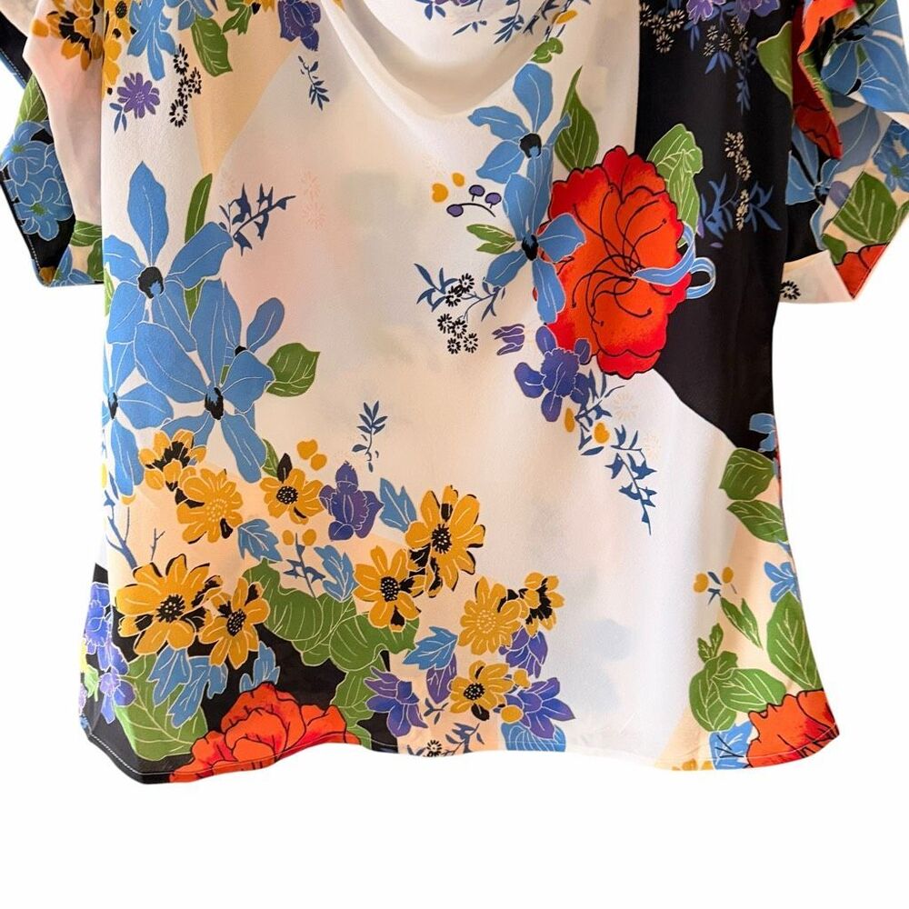 Anthropologie Maeve Clover Cowl Neck Pullover Lightweight Floral Silk Blouse Sz - Picture 5 of 14